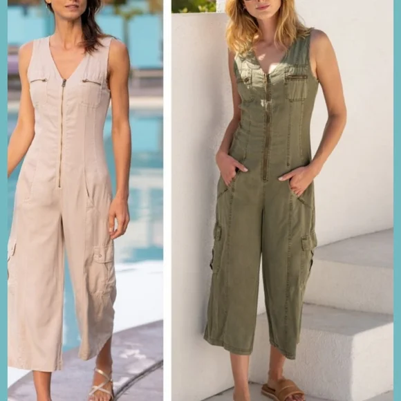 XCVI Green Jumpsuit with Lightweight Fabric - Picture 1 of 7